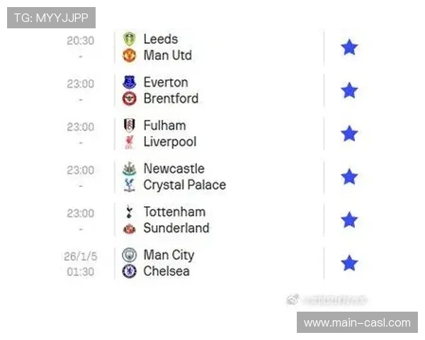 英超第26轮赛程公布，切尔西对阵利兹联、西汉姆联迎战曼联成焦点